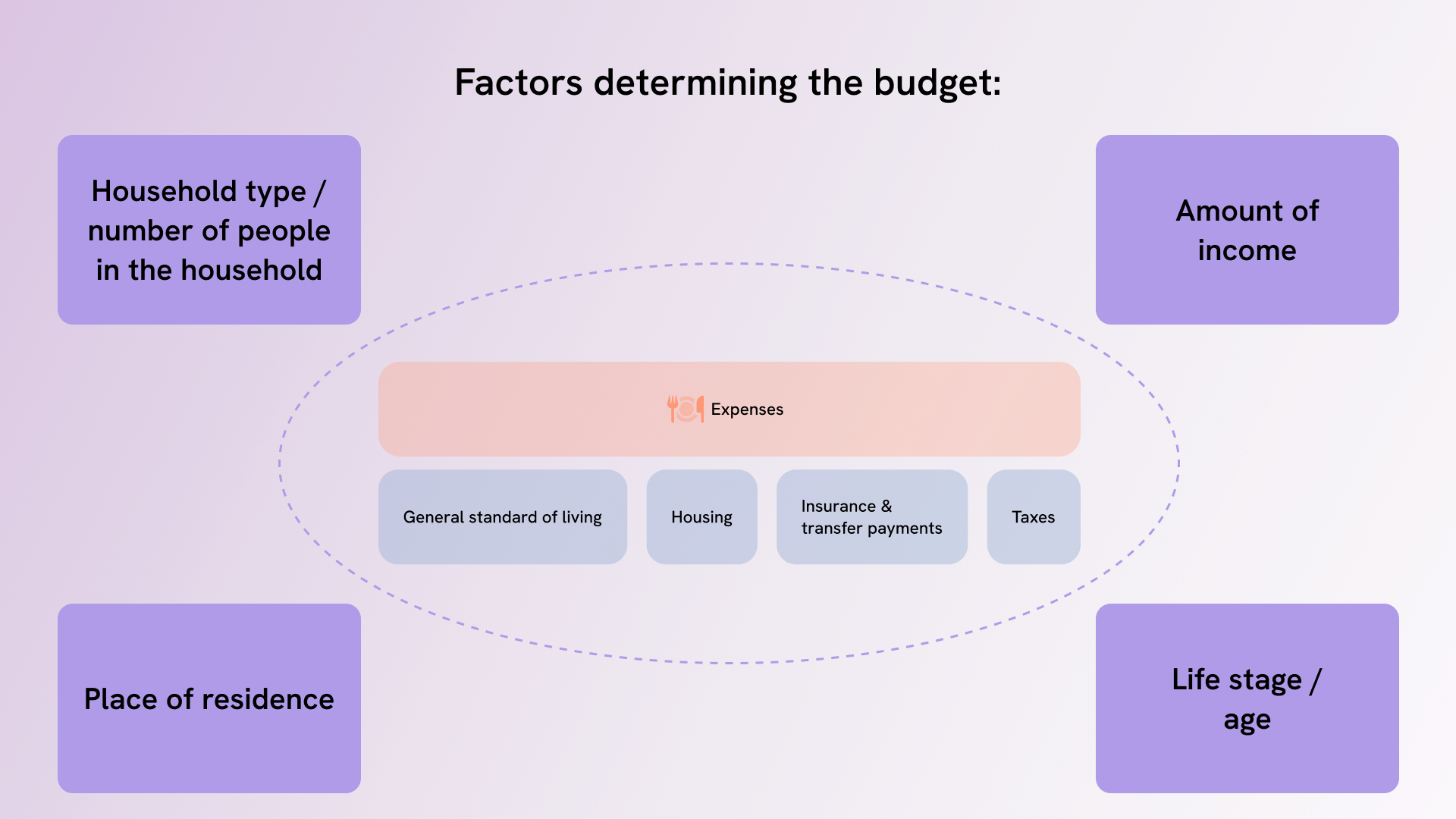 Standard budgets by household type and income